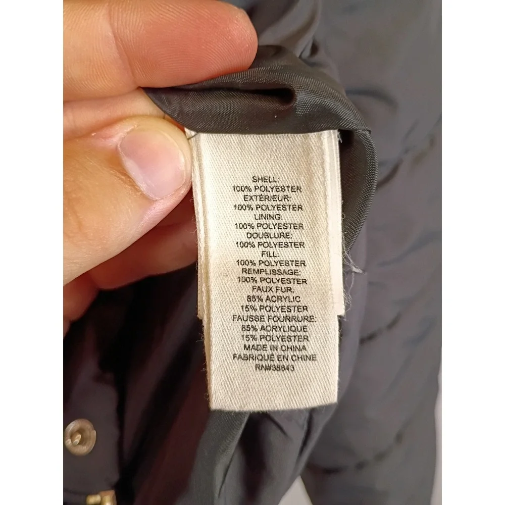 Winter Chic Maralyn & Me Women XL Grey Quilted Faux Fur Hood Puffer Jacket Coat
